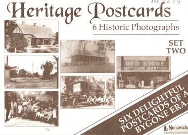 Black and white historic postcard - envelope for the set 2 of postcards of  early 20th century in the Shire of Nunawading.