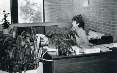 Photograph, Reception desk - Nunawading Council, c 1988