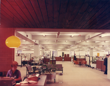 Council offices of the City of Nunawading c 1968. The 'open plan' of the offices was a concept of the late 1960's.