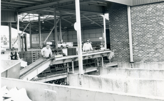 The bottle and glass recycling section of the Waste Transfer Station on Burwood Highway, South Vermont. The Station was opened in 1978