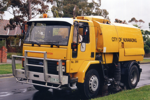 A street sweeper vehicle used by the City of Nunawading.