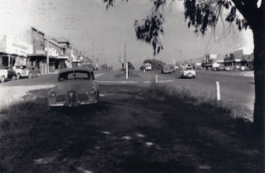  Mitcham shopping centre looking east from Edward Street - although it was only a two lane road at Mitcham, Whitehorse Road had its service roads well developed.