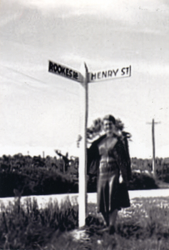 Road signs in Rooks Road. Note spelling of Rookes which is incorrect and Henry Street which no longer exists.