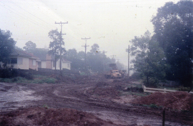The Creek road being constructed in June 1961 (Note first sign of brick veneer in street.)