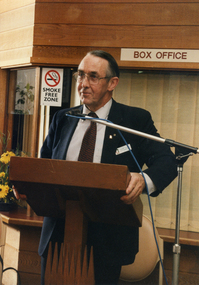 Geoff Oscar, Chief Commissioner of Whitehorse at the 10th Anniversary of the Opening of the Nunawading Arts Centre in 1996