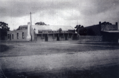 The old Hill Hotel showing the street view. Also the butcher next door.