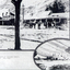 Artist's impression of  Station Street, Mitcham pre-1920 with oval section at bottom right