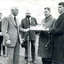 Geoff Peck, son of Tally Ho orchardist Ronald Peck, receiving a trophy for winning the Grand National Hurdle at Flemington in 1967.