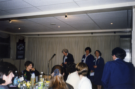 Celebrations at the 70th anniversary of the Vermont Girl Guides in June 1999. Venue is St John's church hall in Mitcham