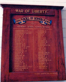 1914 - 1919 honour board showing the names of Vermont State School No.1022 past pupils who went to WW1.
