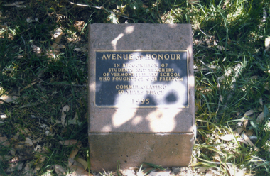 Memorial stone in the Vermont South Primary School avenue of honour.