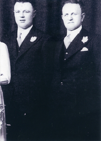 Bob Pratt and father, Harold Pratt, at Thelma Pratt's wedding