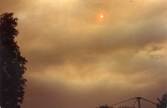 A dust storm over Mitcham in February 1983