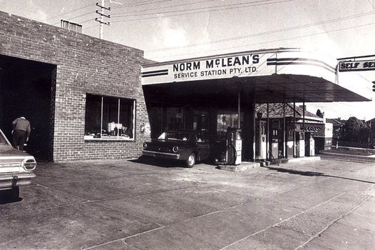 McLean's Garage on corner Middleborough Road & Burwood Highway as renovated in 1960s.