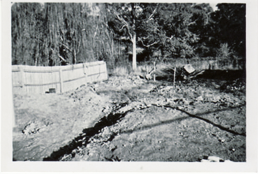 Turner home 26 Salisbury Ave Blackburn showing view of back garden looking to the retarding basin.