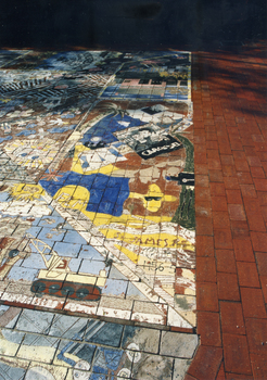 Ceramic Tile Project by the Nunawading Primary Schools Community Art Project which was installed in the Amphitheatre at the rear of the Nunawading Civic Centre.