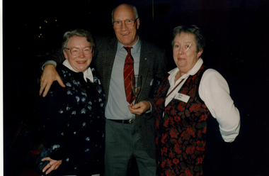 Bruce Reynolds and Barbara Keene representing the Whitehorse Historical Society at a Museums Australia, Victoria function in 1988