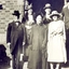 Group of six people at a wedding. 
