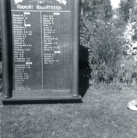 Vermont Volunteers Roll of Honour for World War 1.