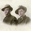 Two servicemen wearing slouch  hats. Sydney TILL on right.