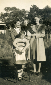 Dorothy Verral. Alison Till, wearing a pale overcoat, on r