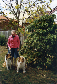 Alison Till with two collie dogs. 1996.