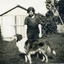 Woman with a Collie dog.