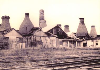 Black and white photograph of the Australian Brick and Tile Company buildings, 