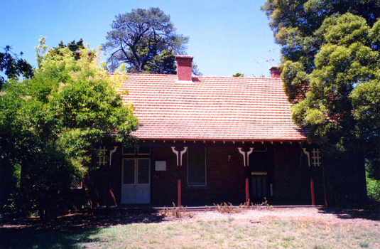 coloured photographs (a-h) of the Matheson house and orchard on Springvale Road, East Burwood. House, shed, windmill, old orchard and pine and cyprus in the photographs.