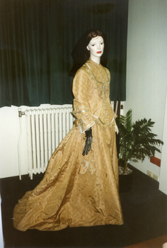 Antique clothing donated to the Whitehorse Historical Society sometime between 1995 and 2001. Mostly gowns.