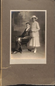 Studio photograph of the wedding of Sydney Norman Till and Evelyn Victoria Maggs - June 12 1920. Groom 