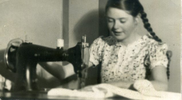  Alison Till, using a sewing machine. Photo taken by brother Alwyn.