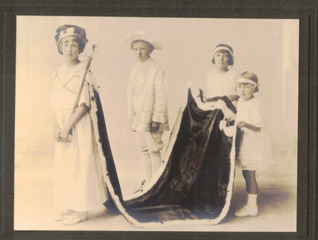 Studio portrait of Dorothy Armstrong as the winning Queen of the 1924 Queen Carnival, in aid of the Vermont Sports Reserve. 
