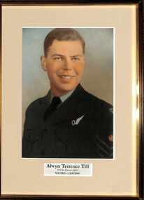 Coloured studio portrait of Alwyn Terrence Till in uniform.