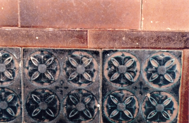 some of tThe decorative tiles used at Bundoora Park Homestead, Bundoora that were supplied by the Australian tesselated Tiles Co. Mitcham