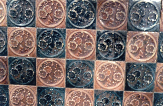 Some of the decorative tiles used at Bundoora Park Homestead, Bundoora that were supplied by the Australian tesselated Tiles Co. Mitcham