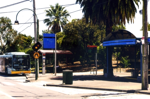 Entrance to the Blackburn Railway Station in South Parade , Blackburn.  A ventura bus is on the left and the entrance to the underground tunnel is on the right - 2012