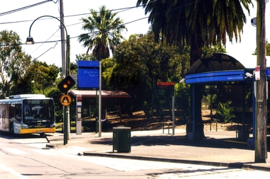 Entrance to the Blackburn Railway Station in South Parade , Blackburn.  A ventura bus is on the left and the entrance to the underground tunnel is on the right - 2012