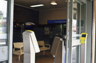 Ticket office on the north side of Mitcham railway station in 2012. 