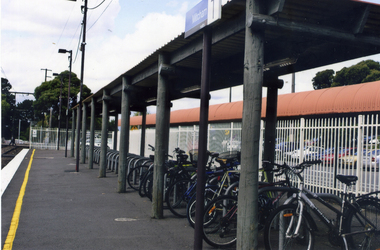 Bicycle rack on the south side of the Mitcham Station -2012.