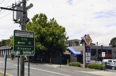 Mitcham Hotel situated on the south -east corner of Mitcham Road and Maroondah Highway. 
