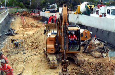 Photograph, Mitcham Railway Station construction 2013-14