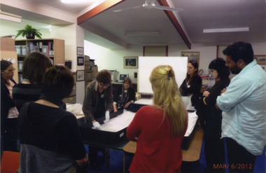 Photograph, Deakin students at Whitehorse Historical Society, 6th/03/2011