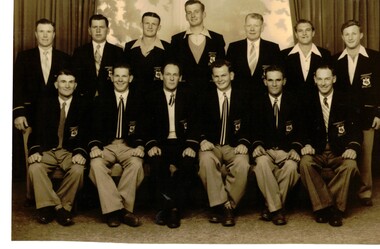 Sepia Studio photograph of the East Burwood Club Committee 1954