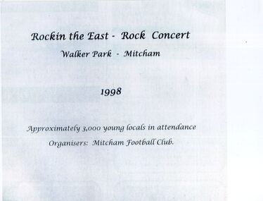 Photograph, Rock Concert - Walker Park, Mitcham, 1998