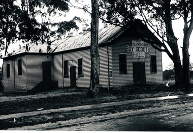 Black and white photograph of Vermont First Boy Scout Hall.