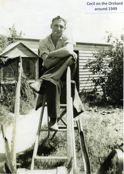  Cecil Rhodes seated on a ladder.