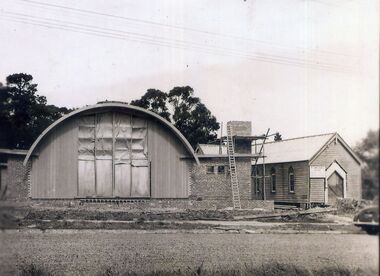 Black and white photograph of the early  Mitcham Catholic Churc