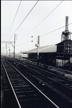 An early photograph of the siding used by trains 