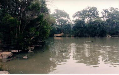 Photograph of a part of the lake showing a viewing platform.